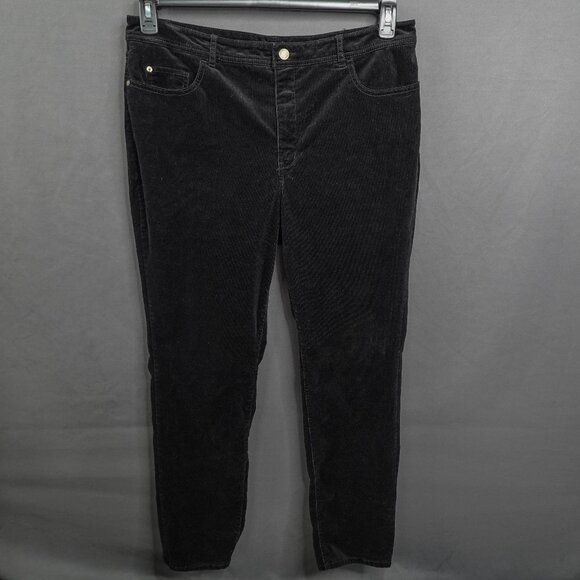 Coldwater Creek Corduroy Pants 16 Black Classic Minimalist Retro Effortless - Picture 1 of 15